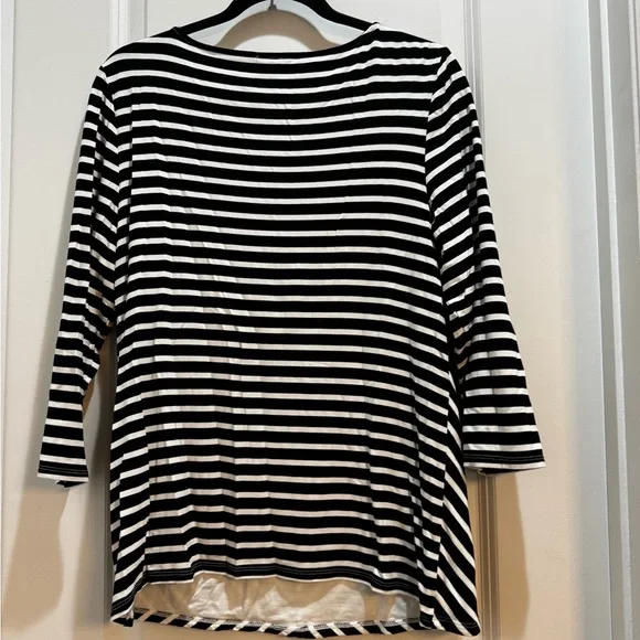 Chico’s Black/white Chevron Stripes V-Neck 3/4 Sleeve Sz2(L) Armpit To Armpit20” - Picture 6 of 7
